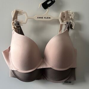 NWT Anne Klein Blush & Taupe Molded T-Shirt Bra Duo